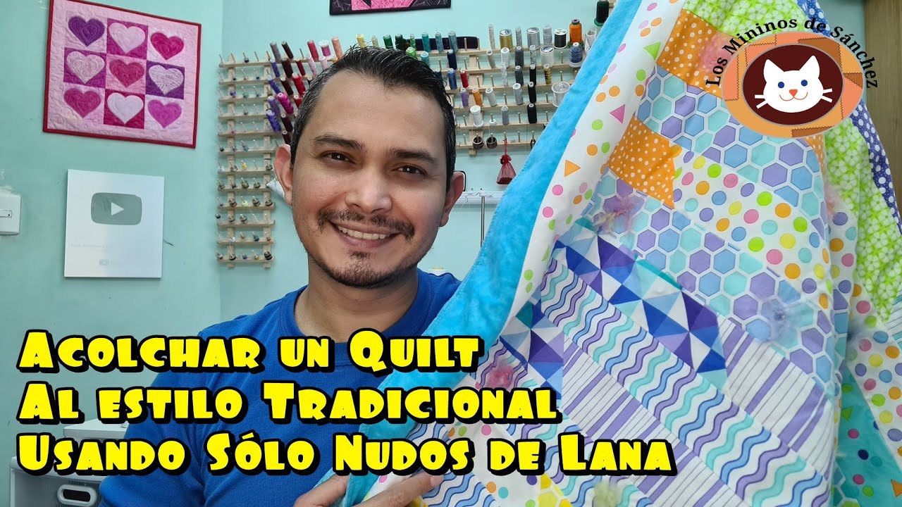 Cómo Acolchar Colcha de Patchwork Usando Nudos de Lana.  Quilting.
