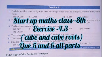 start up mathematics class 8 chapter 4 exercise 4.3| cube and cube roots | start up maths ex 4.3