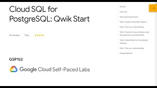 Cloud SQL for PostgreSQL: Qwik Start Qwiklab