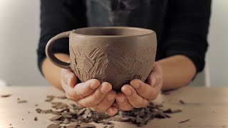 How I Hand Build a Pottery Mug - No Wheel Required - ASMR