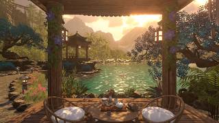 Zen Garden Ambience | Golden Sunset, Peaceful Lake & Mountains