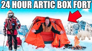 24 HOUR ARCTIC BOX FORT CHALLENGE!! 📦❄️ Snow Fort, Survival & More!