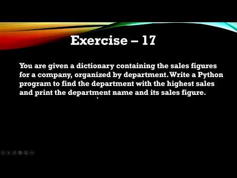 #17 Exercise - Find Highest Sales Department and its figure using Python Dictionary.