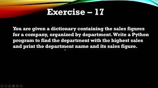 Famous #17 Exercise - Find Highest Sales Department and its figure using Python Dictionary. Net Worth