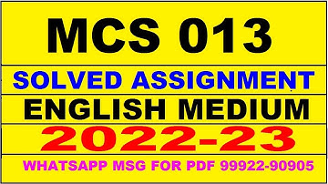 mcs 13 solved assignment 2022-23 in english | mcs 13 solved assignment 2022-23 | mcs 13 2023