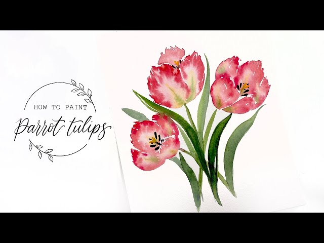 How To Paint Watercolour Parrot Tulips