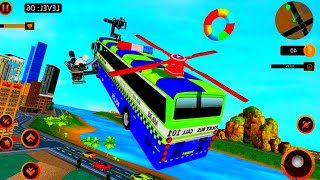 Flying police Bus Public Transport Game 2021- Android Gameplay screenshot 1