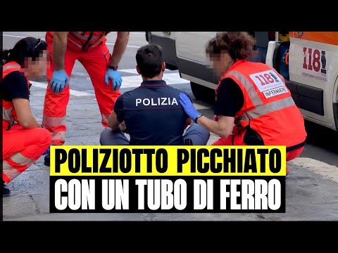 Video POLIZIOTTO PICCHIATO BRUTALMENTE CON UN TUBO DI FERRO: L'AGGRESSORE BLOCCATO CON IL TASER - PIACENZA