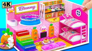 Build 2-Storey Pink Bunny House with Bunk Bed, Swimming Pool from Cardboard ❤️ DIY Miniature House