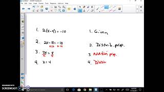Detailed justifying properties of equality Algebra Details