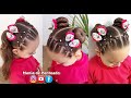 Penteado Infantil de redinha com ligas e Maria Chiquinha ou Coques