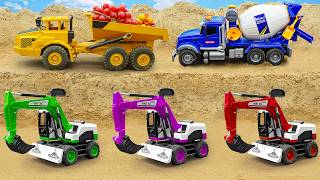 Excavator, Cement Mixer and Crane Build a New Sand Bridge | Toy Car Story