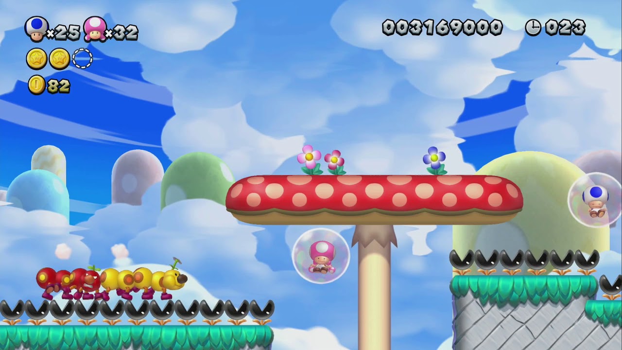 뉴 슈퍼루이지 u #7 마시멜로 운해 스타코인+ 비밀길 마구잡이 깨기 2인 플레이