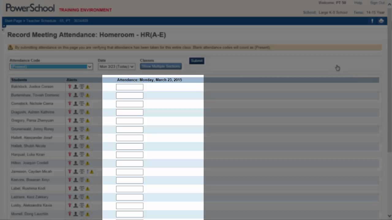 Attendance at the Office for a Class with a Supply Teacher