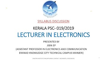 Syllabus Outline- KPSC Lecturer in Electronics (019/2019)