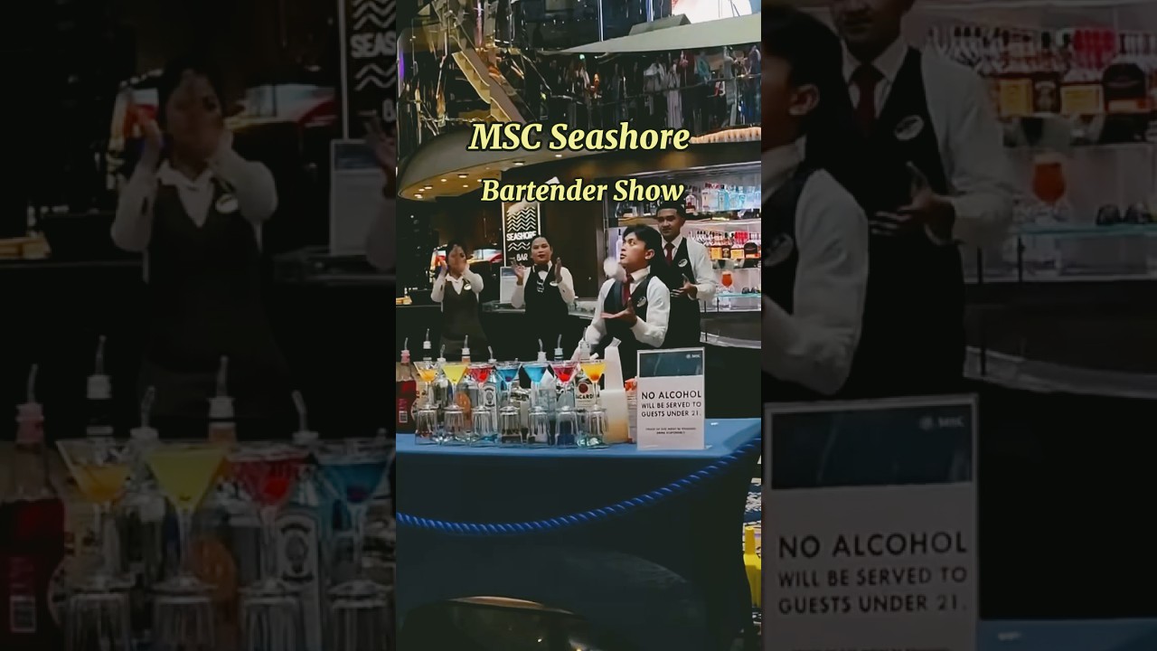 The Most Insane Bartender Show on MSC Seashore Cruise! #shorts #cruisevibes #mscseashore #show