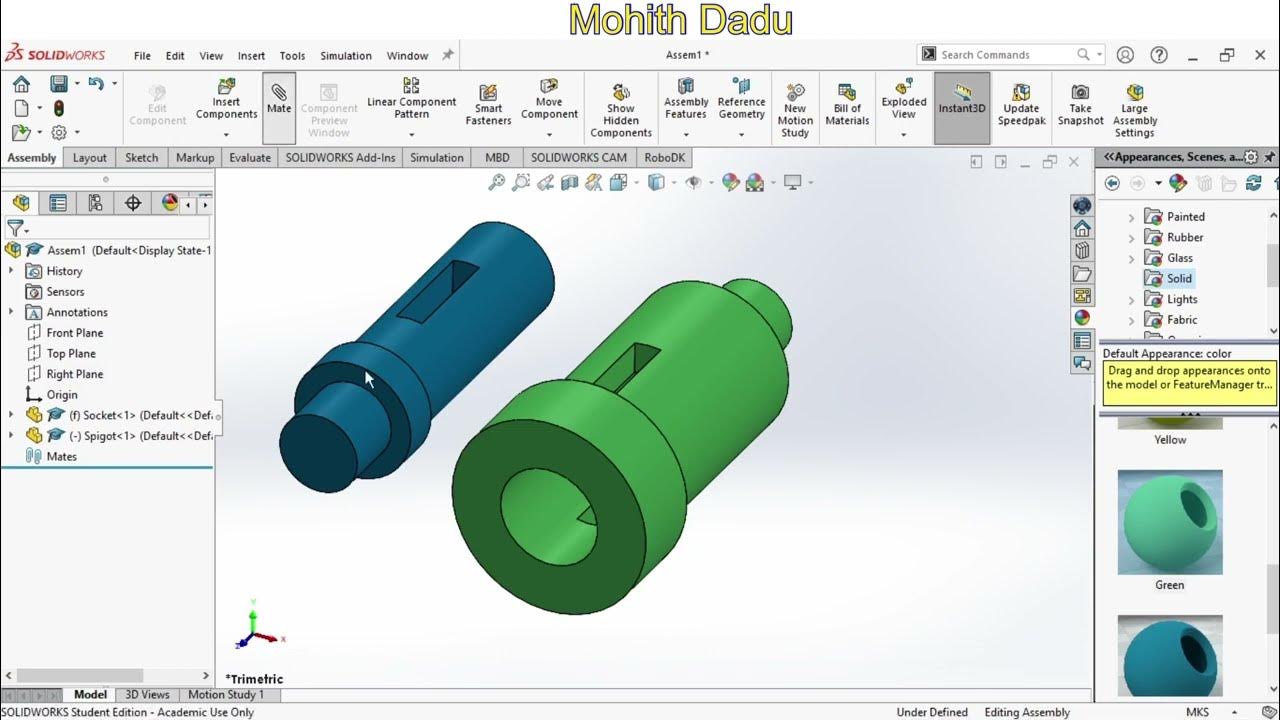 Socket and Spigot Cotter Joint Part modelling and Assembly in