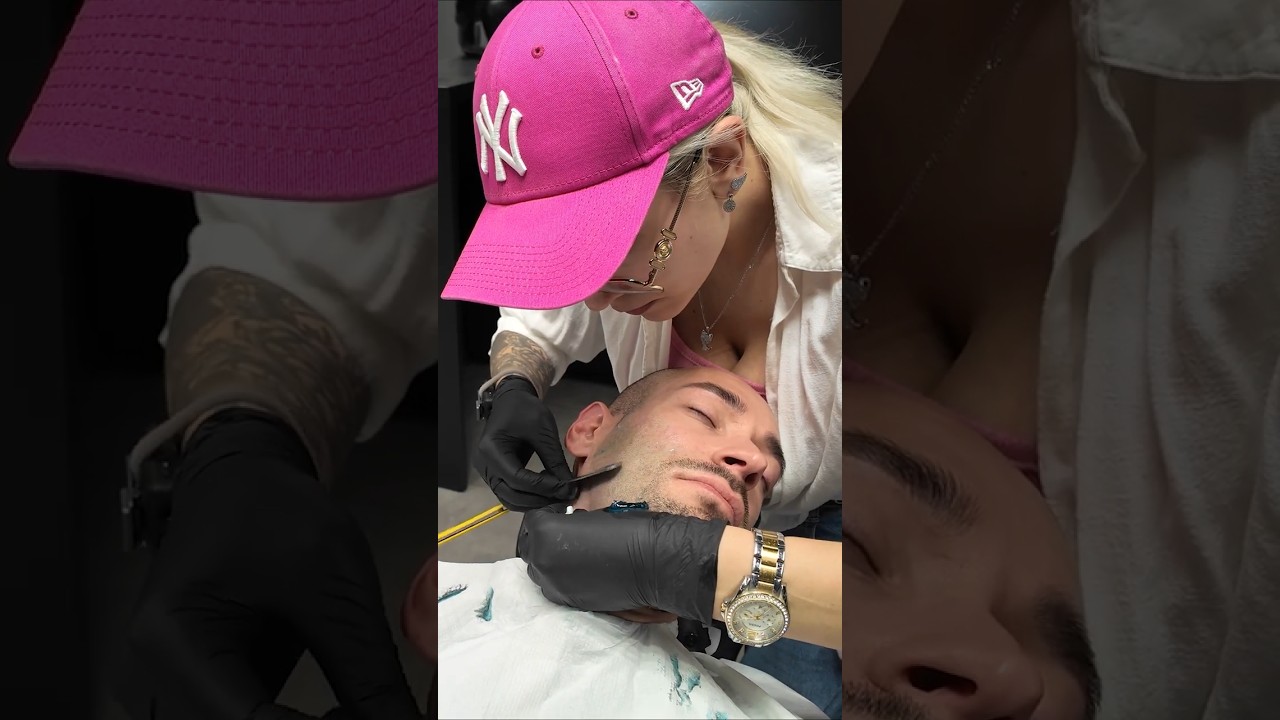 Very CLOSE shave with barber Svetlana 