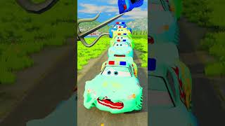 Police Lightning Mcqueen Colorful Small To Giant Cars Vs Sai Hammer
