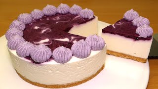 No-Bake Blueberry Yogurt Cheesecake | Blueberry Swirl Cheesecake (Made with Jam)