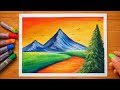 🎨 Magical Sunset Mountain Scenery with Oil Pastels | Step-by-Step for Beginners 🌄