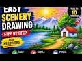How to make very very beautiful drawing 🌄 | Step by Step Landscape Drawing for Beginners #youtube