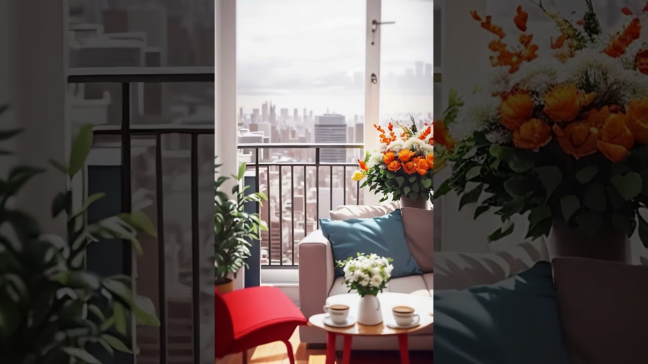 Take a break, relax! Balcony with red accents 