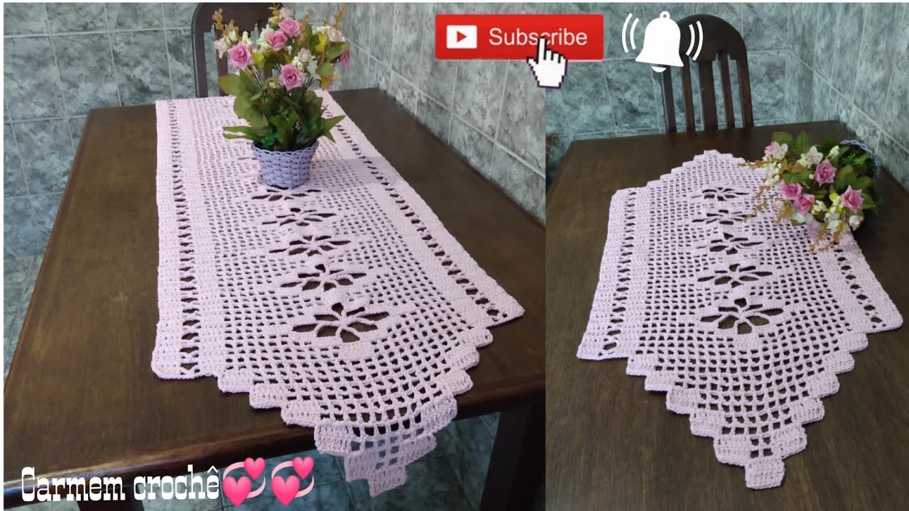 CAMINHO DE MESA FEITO NO PONTO ARANHA MAIS AMADO DO CROCHÊ COM O PASSO A PASSO .
