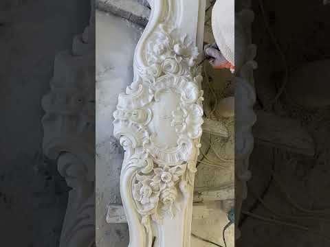 Hand carved marble fireplace mantel