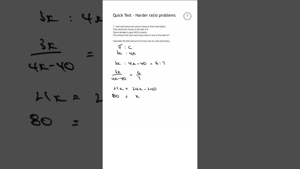 Harder Ratio Q7 Shorts GCSE Grade 5 Revision