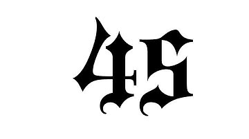 Medieval Font Countdown Timer - 45 seconds - Black on White Background