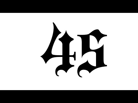 Medieval Font Countdown Timer - 45 seconds - Black on White Background
