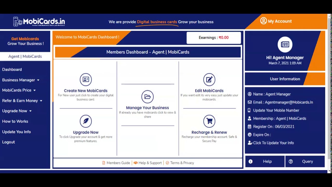 How to Login Agent Panel | MobiCards.in