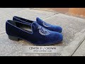 Vidéo: Mocassin brodé slippers sleepers Center 51 crown velours marine