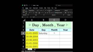 ​Excel Magic: Extract Day, Month, Year ✨​1 Minute Excel Trick! ⏳​Master the TEXT Formula in Excel 📊