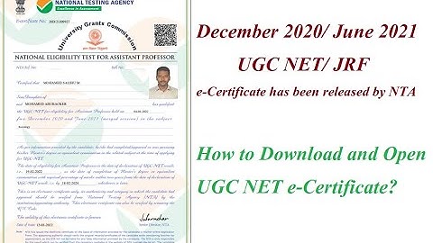 UGC NET Certificate download | NTA NET e-Certificate download | How to download NTA NET Certificate