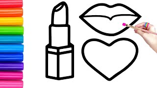 Easy Lipstick Drawing, Painting and Coloring for Kids, Toddlers | Learn How to Draw Easy