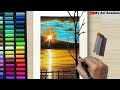 How do draw Realistic 😱 SUNRAYS, CLOUDS &amp; WATER with Pastel (step by step) - Soft pastel Drawing Art