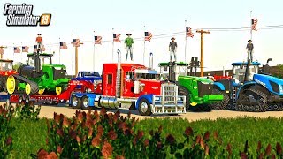 4TH OF JULY PARADE! RED, WHITE AND BLUE SEMIS, TRUCKS & TRACTORS | FARMING SIMULATOR STYLE!