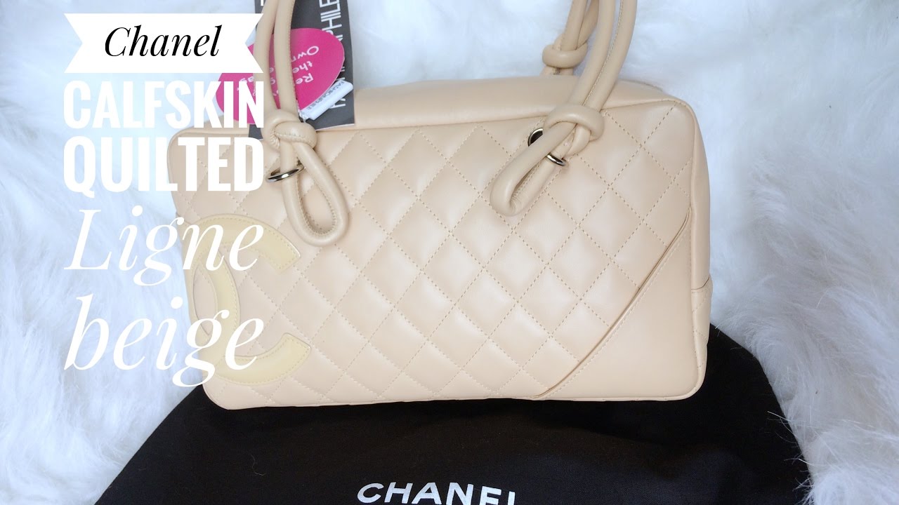 CHANEL Cambon Ligne Quilted Tote Bag Beige