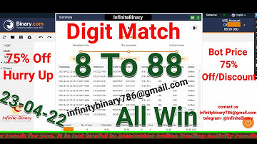 Digit Match Bot || All Win || Binary.com || BinaryBot || Deriv.com || 23-04-22