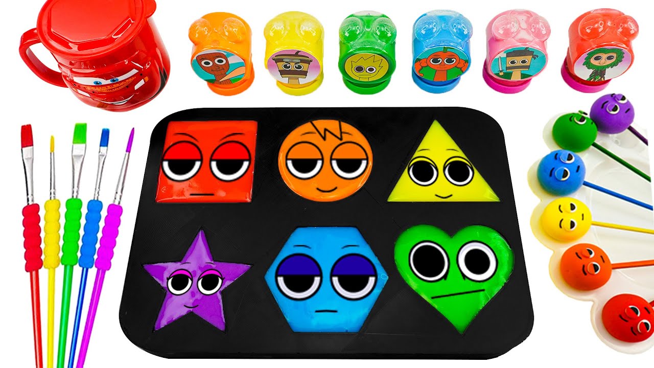 Satisfying Video | DIY How to Make Rainbow Circle Sprunki Face Slime Pool Sprunki Candy Cutting ASMR