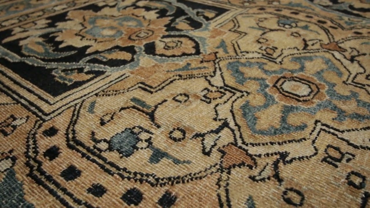 Antique Khorassan Persian Rug, Camel and Dark Blue Floral Patterns - Rug & Kilim - 11938