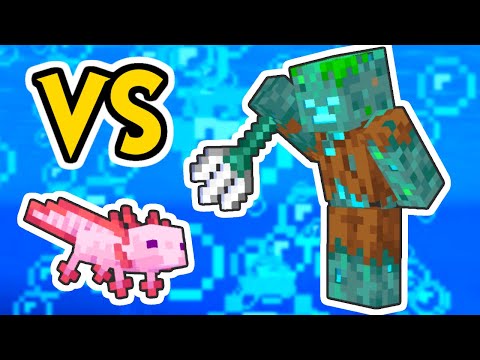 ウーパールーパー VS 溺死ゾンビ【マイクラ】 #Shorts