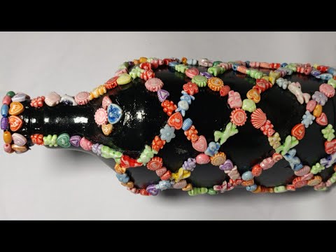 photo Creative Bottle Decoration With Beads bottle craft bottle art bottle decoration bracelet bottle decoration diy