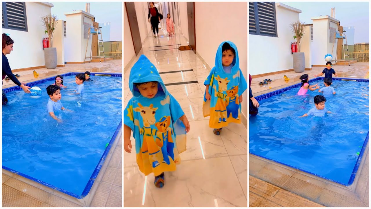 سباحة وجنون مع التوام | من حسابنا على سناب شات عصام ونور في دبي