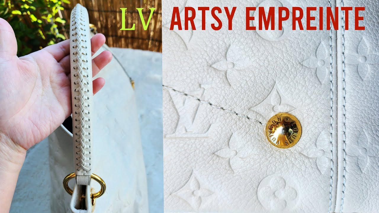 Authentic Louis Vuitton Neige Ivory Monogram Empreinte Artsy MM Hobo  1222lv45