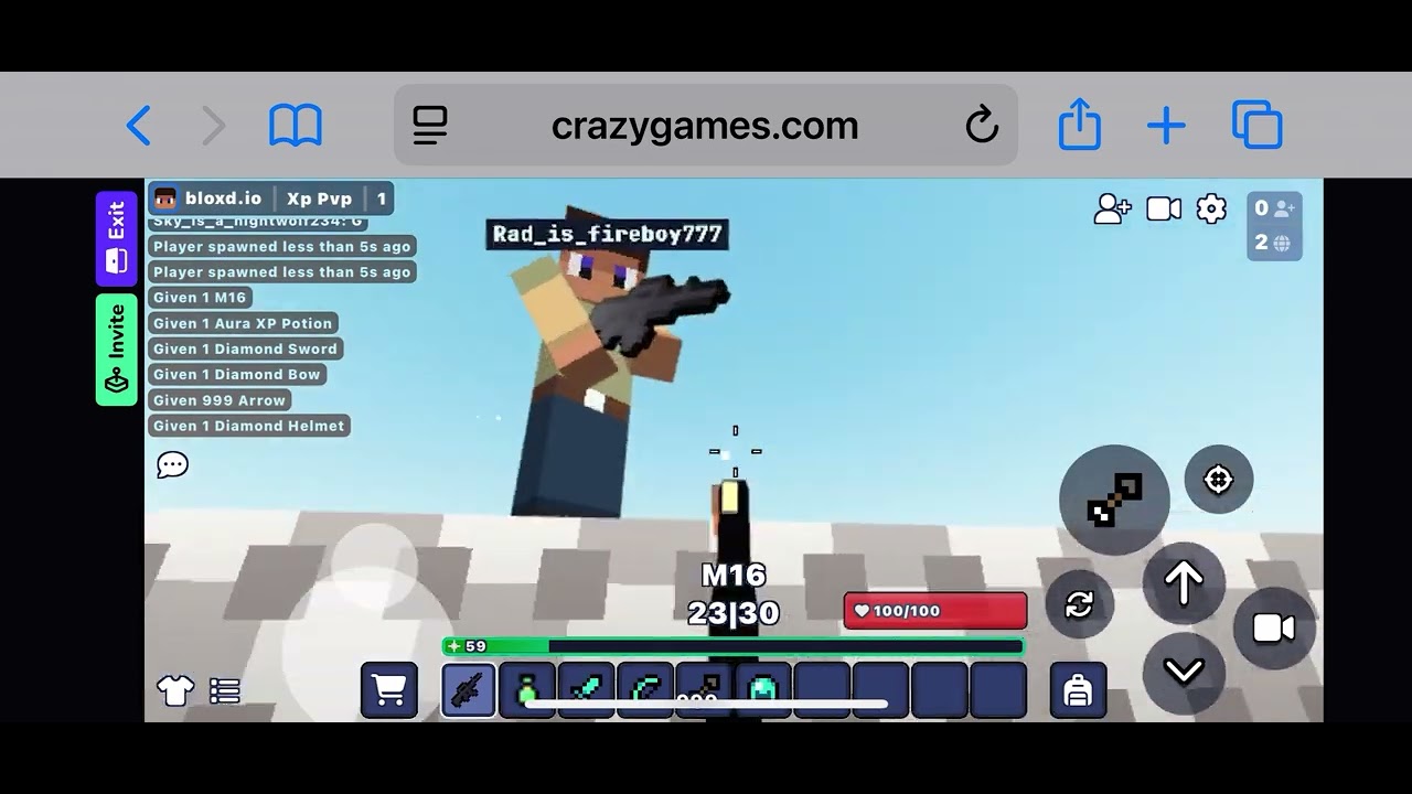 Playing bloxd io on crazy games - YouTube