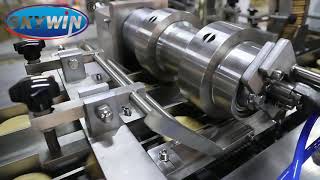 Skywin Two Lanes Biscuit Cream Machine with Stacking Conveyor for Sandwich Biscuit