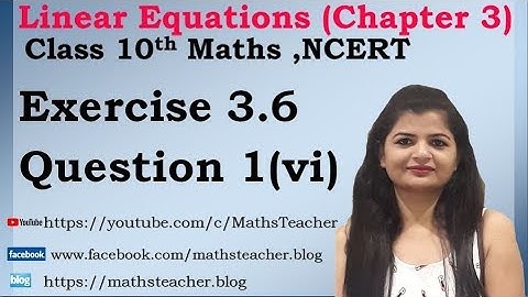 Linear Equations | Chapter 3 Ex 3.6 Q - 1(vi) | NCERT | Maths Class 10th